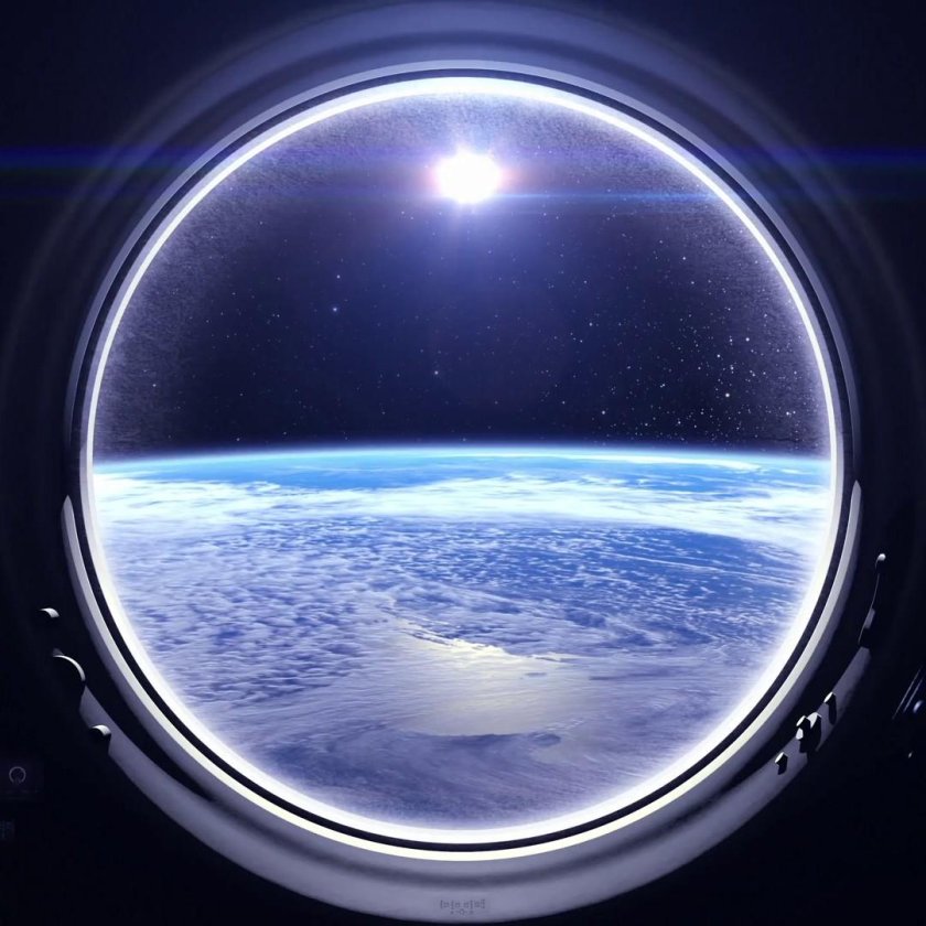 Иллюминатор МКС изнутри