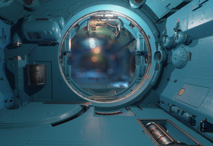 Иллюминатор космического корабля изнутри