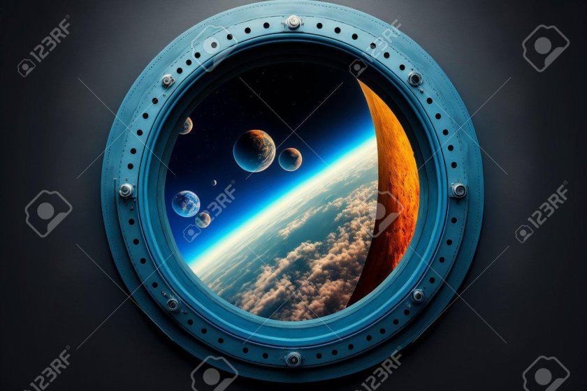 Вид из иллюминатора космического корабля