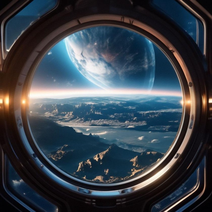 Небо из иллюминатора космического корабля