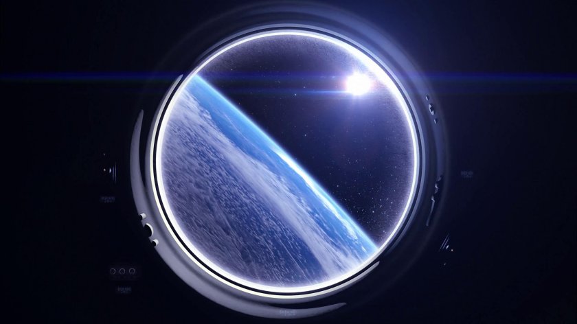 Вид из иллюминатора в космосе