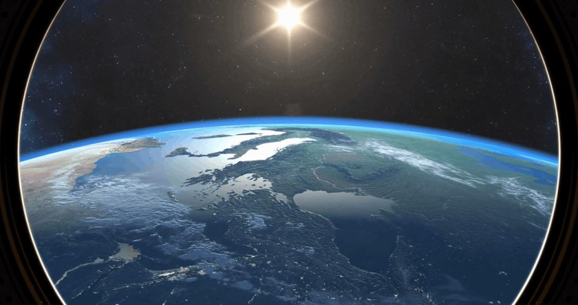 Вид из иллюминатора на землю