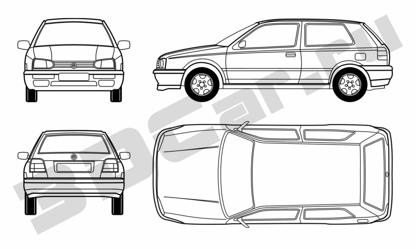 Чертеж Фольксваген гольф 3