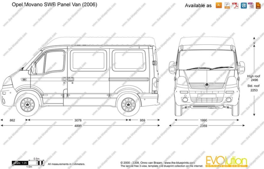 Опель Мовано габариты