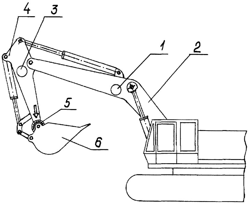 Схема одноковшового экскаватора с гидравлическим приводом