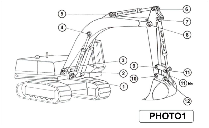 Точки смазки экскаватора Hitachi 200