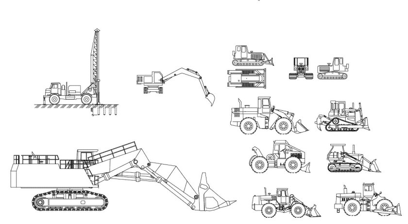 Блоки Автокад строительная техника