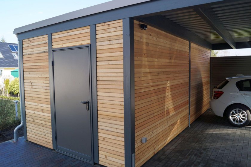 Сарай с навесом для машины