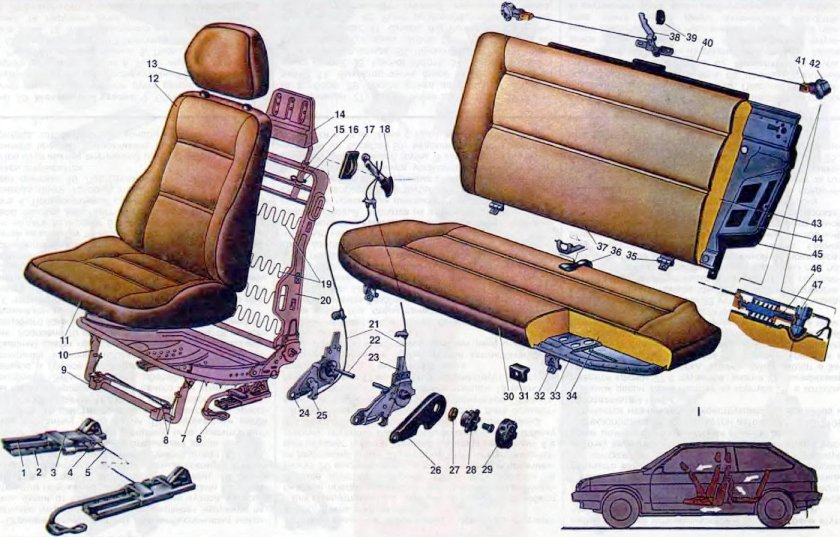 Механизм фиксации сидения ВАЗ 2108