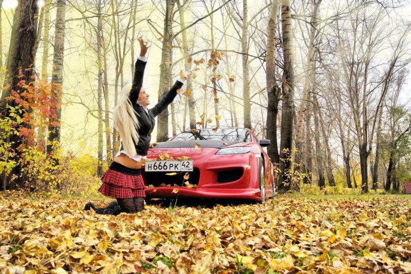 Осенняя фотосессия с машиной