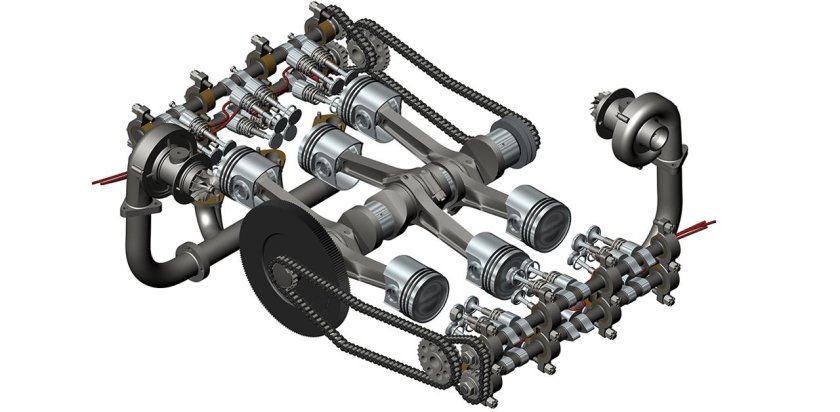 4 Цилиндровый оппозитный двигатель