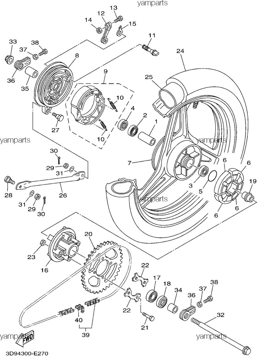 Подшипник заднего колеса YBR 125