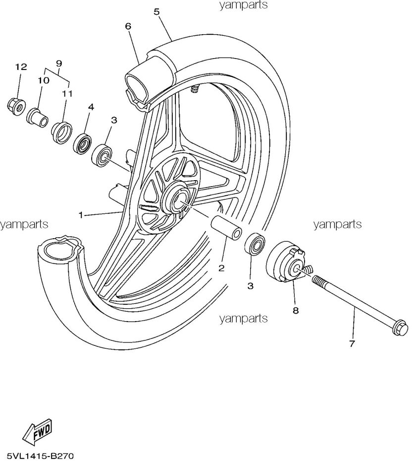 Ось переднего колеса Yamaha YBR-125