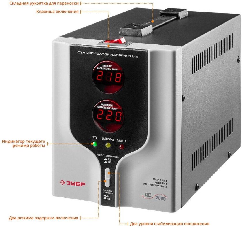 Стабилизатор напряжения ЗУБР АСН-2000-1-Ц