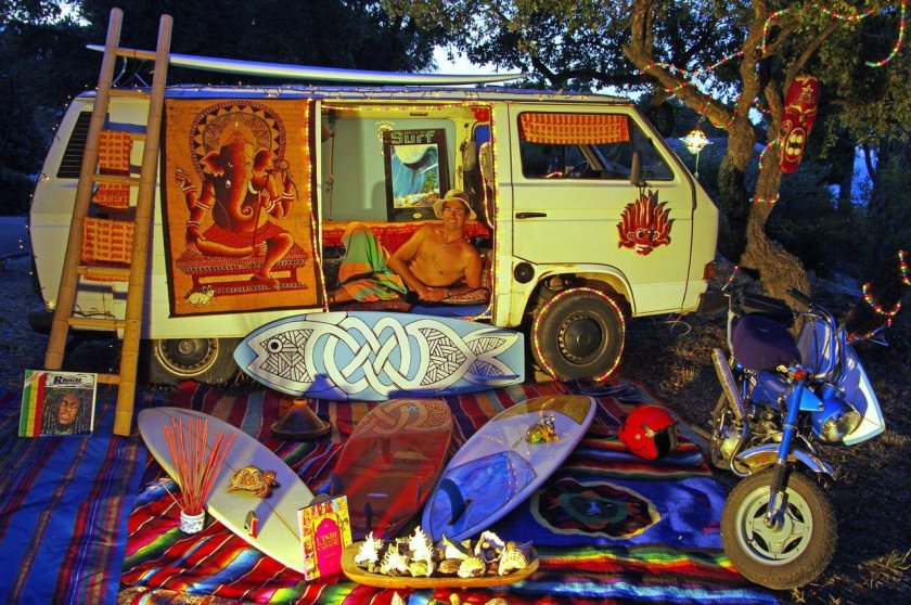 Фургон хиппи внутри