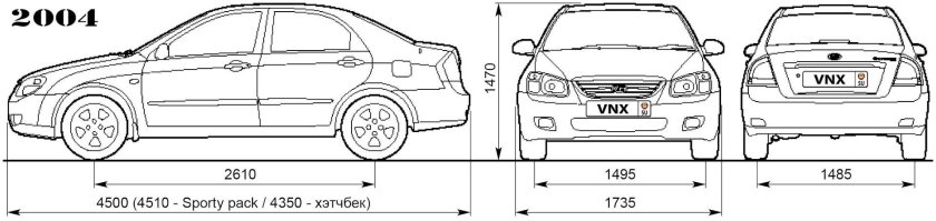Киа Церато 1 поколения габариты