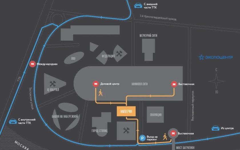 Схема подземной парковки Афимолл Сити