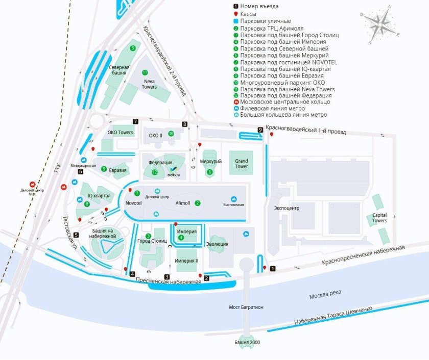 Схема подземного паркинга Москва Сити