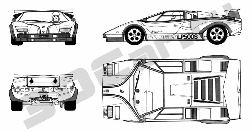 Lamborghini Countach lp500s чертеж