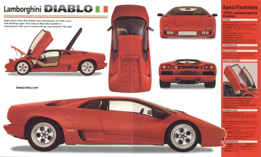 Lamborghini Diablo 1990 чертеж
