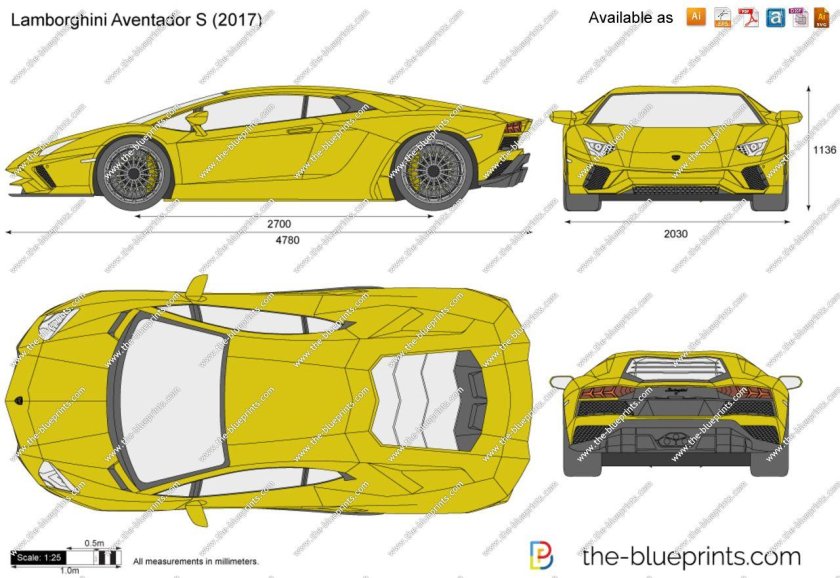 Lamborghini Aventador габариты