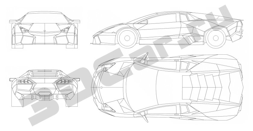 Чертеж Ламборгини Мурселаго