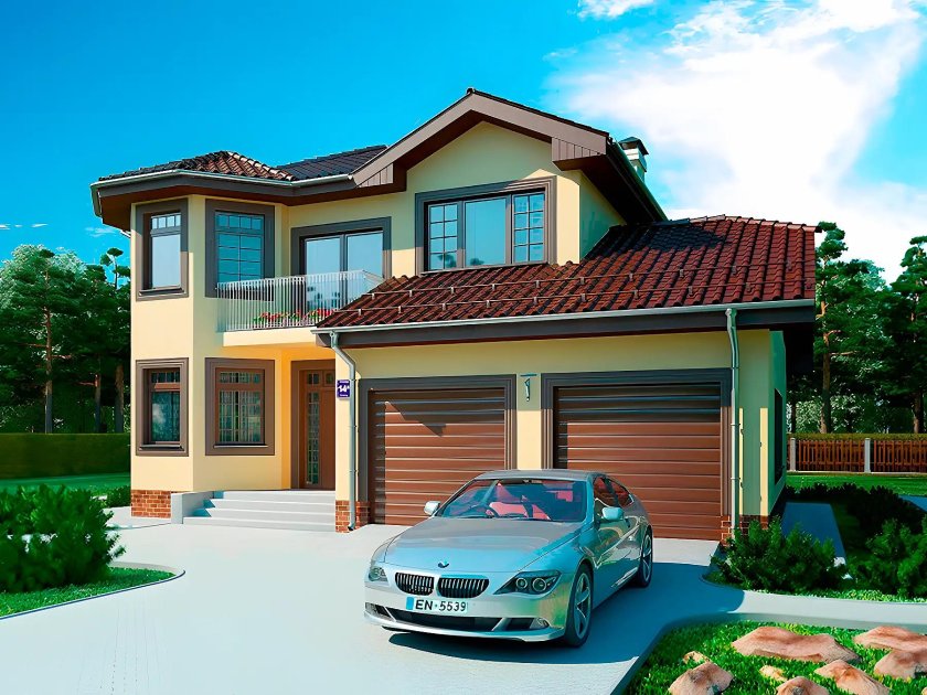 Коттеджи с гаражом на две машины