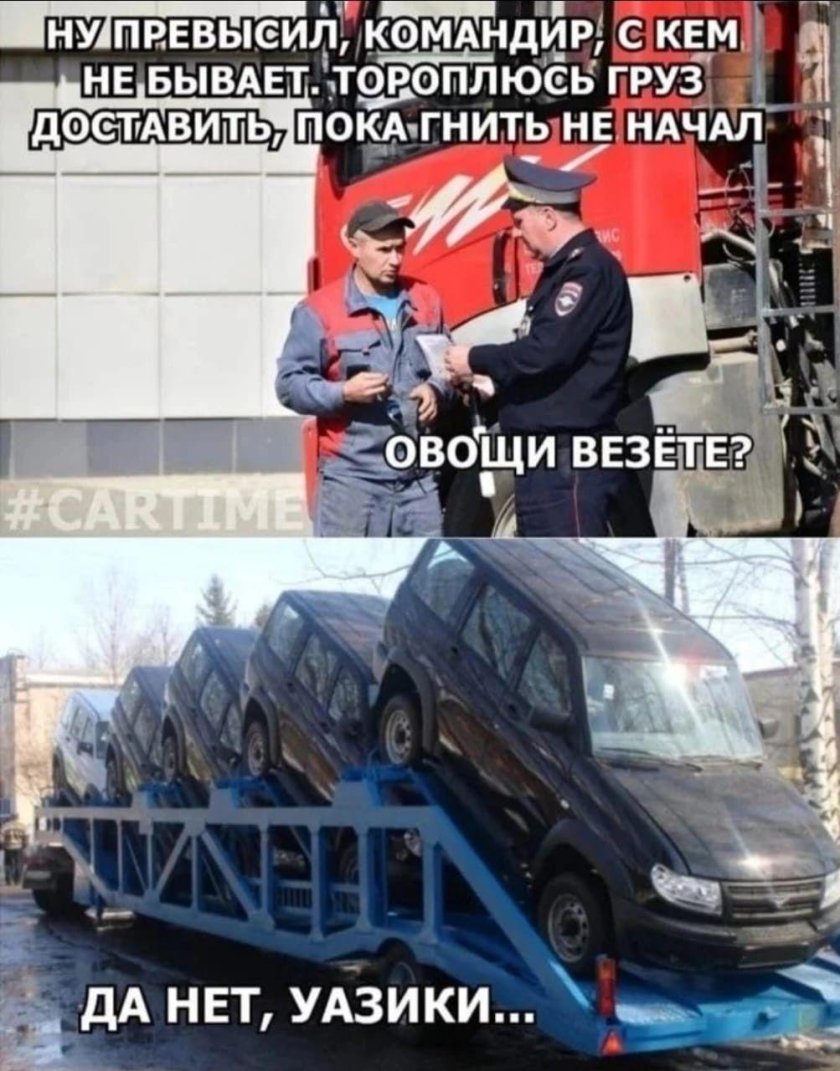 Тороплюсь груз доставить пока гнить не начал