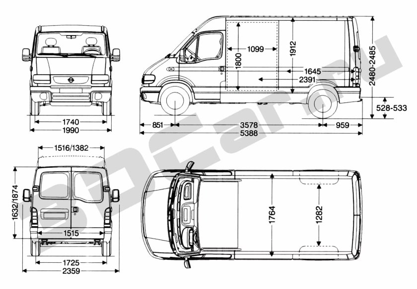 Рено мастер Размеры грузового отсека