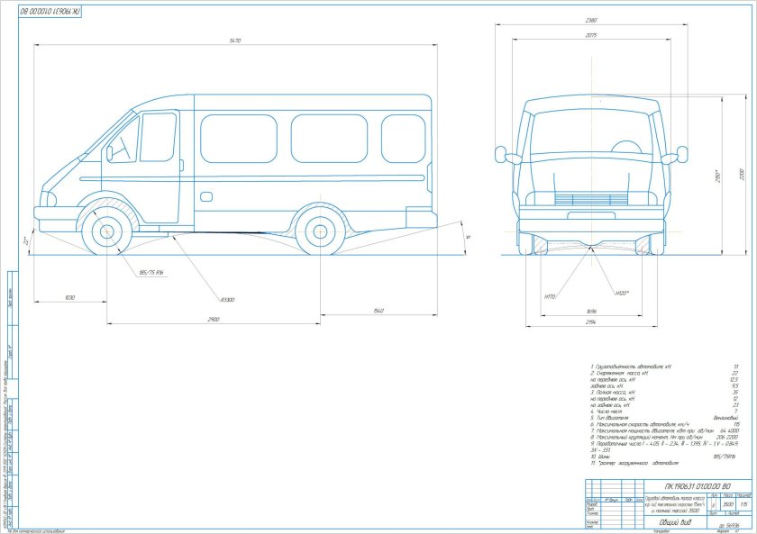 ГАЗ 2705 габариты