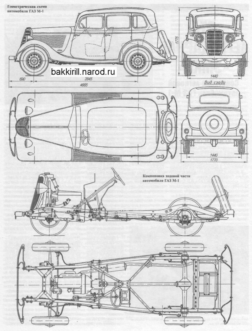 ГАЗ м1 эмка чертежи