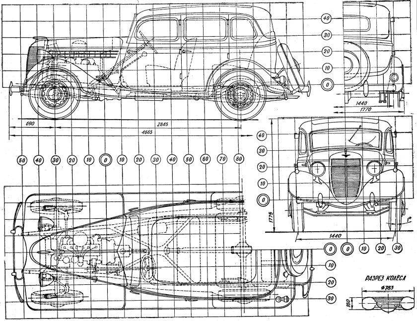 ГАЗ м1 эмка чертежи