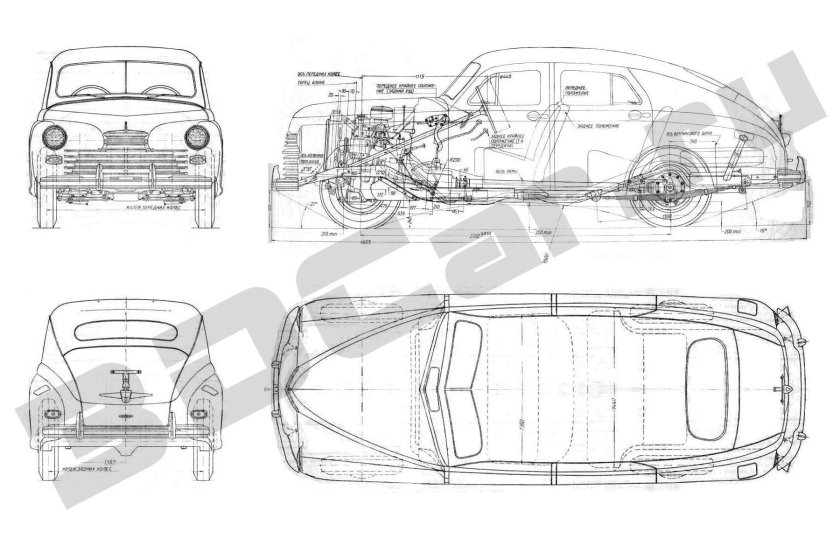 ГАЗ м20 победа чертежи