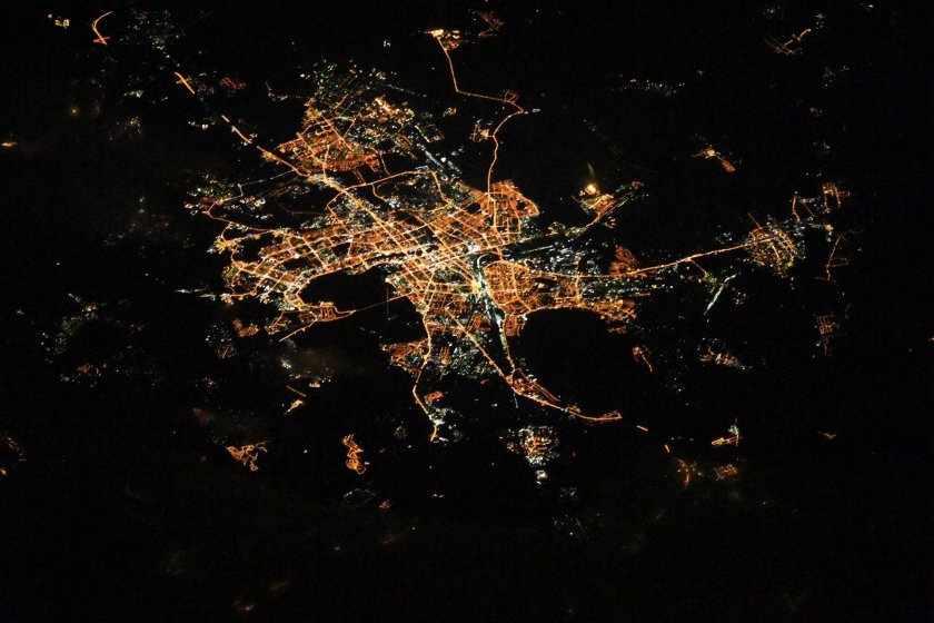 Ночной Челябинск из космоса