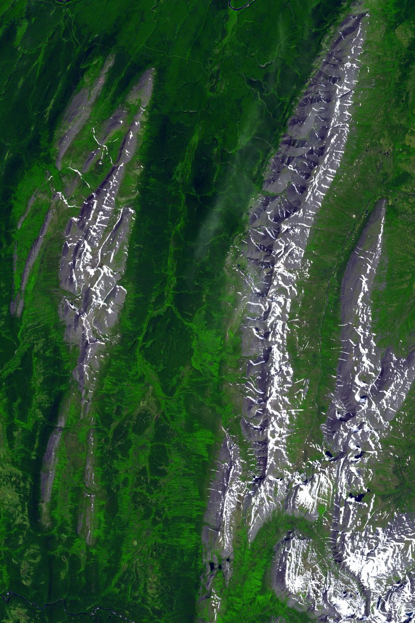 Уральский хребет вид со спутника