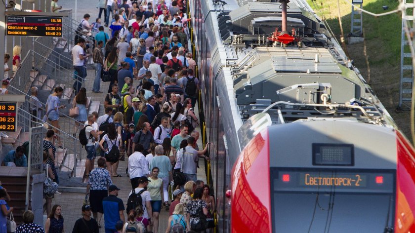 Выходные электрички к морю Калининград толпа