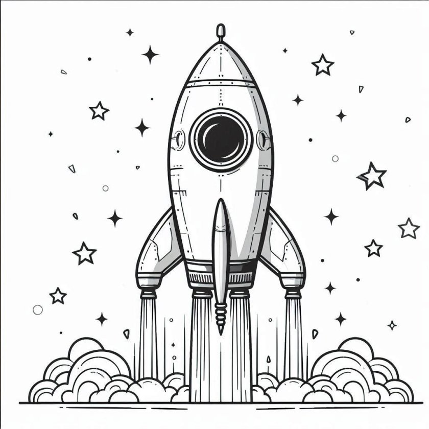 Раскраска ракета в космосе