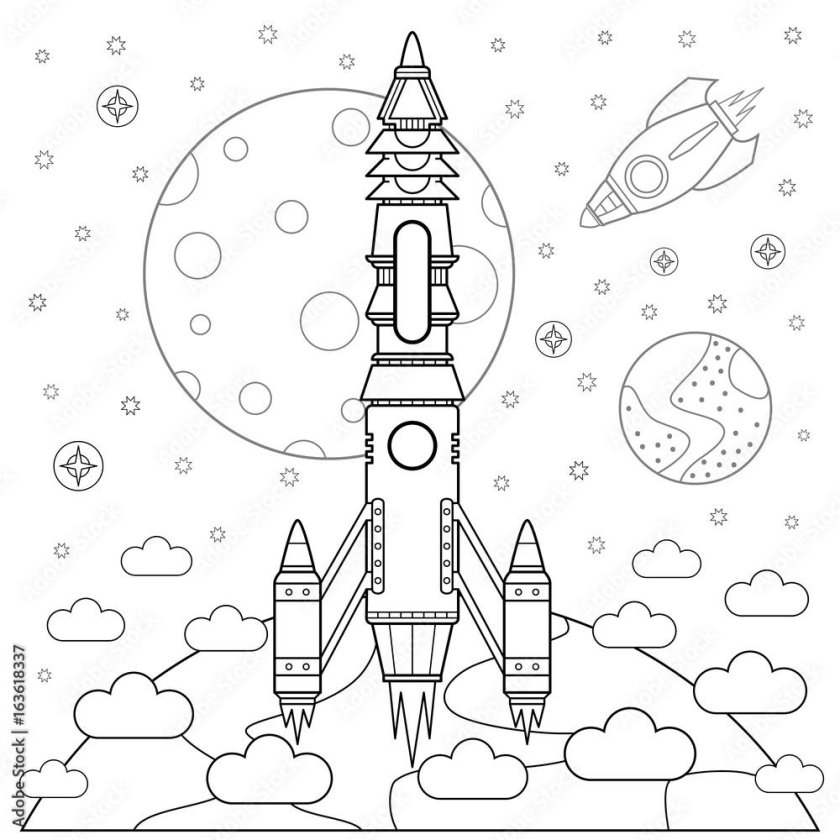 Космос раскраска для детей