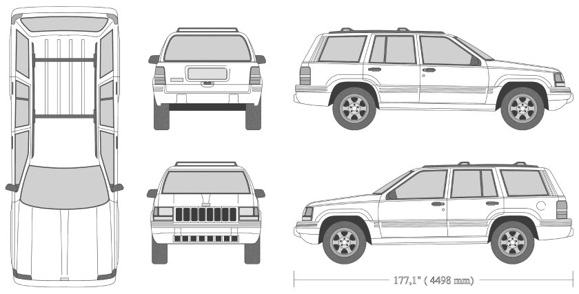 Jeep Grand Cherokee 1993 чертеж