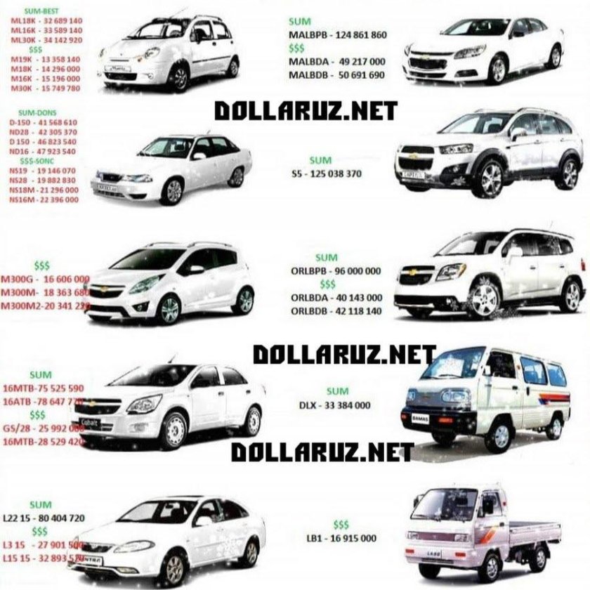 Автосалон НАРХЛАРИ GM Узбекистан 2019