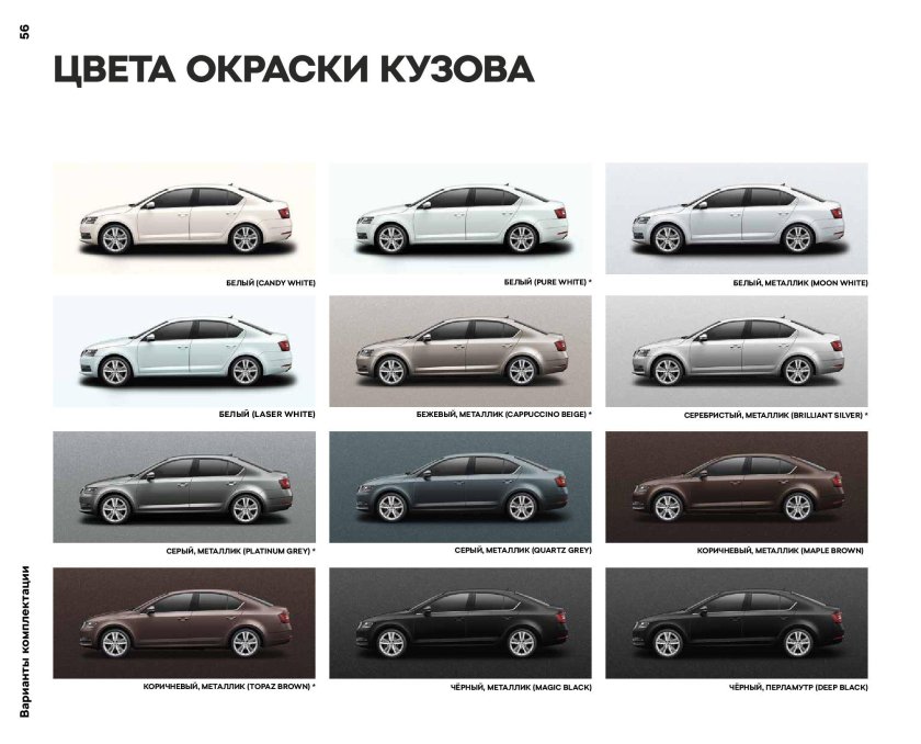 Шкода а7 цвета кузова