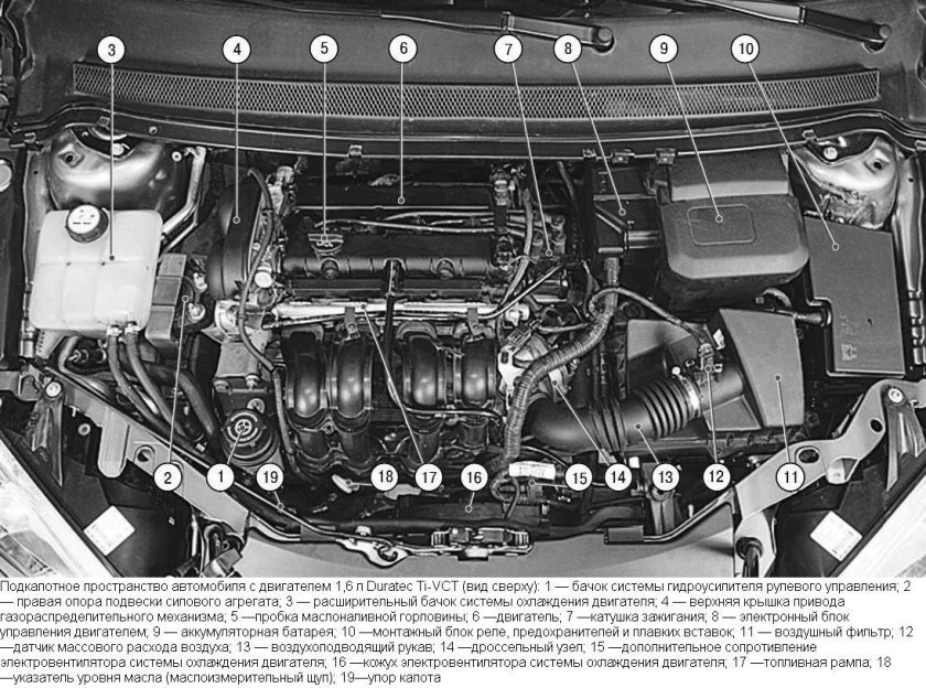 Подкапотное пространство Форд Фьюжн 1.6