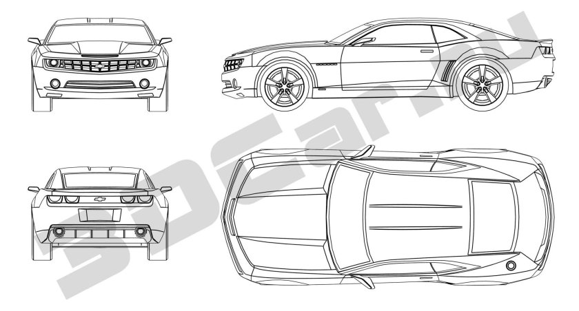 Chevrolet Camaro SS 1969 чертежи