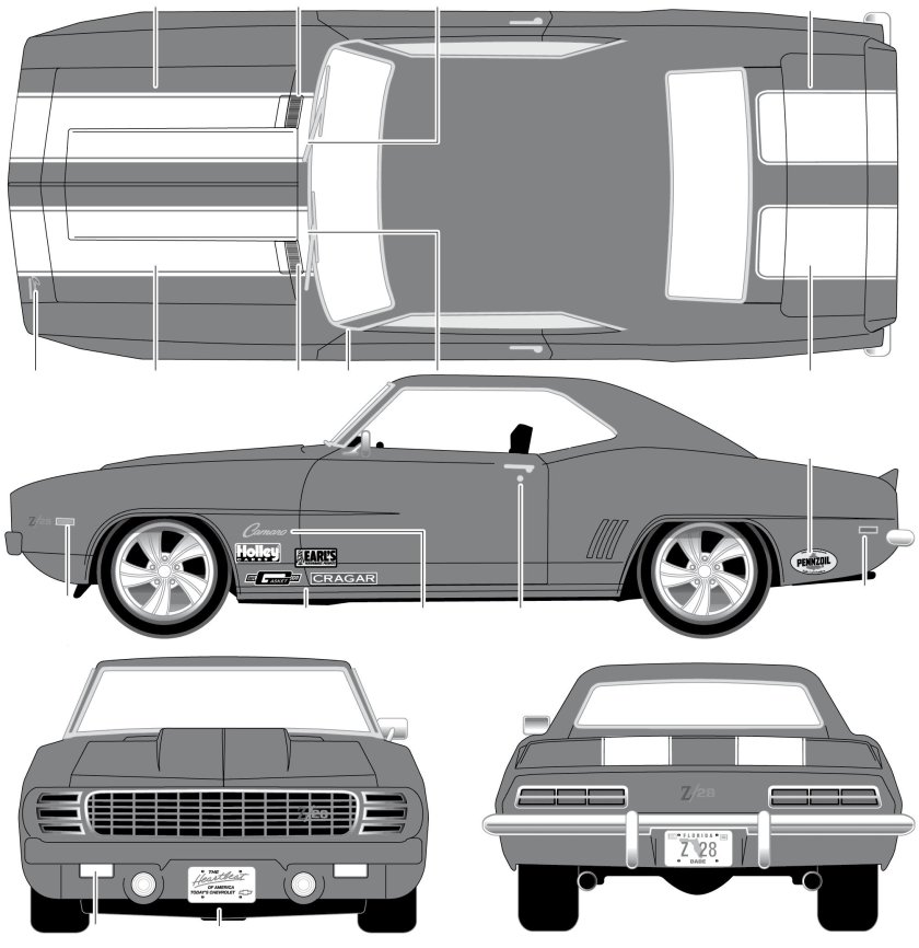 Chevrolet Camaro SS 1967 чертежи