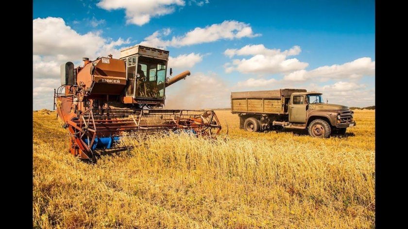Комбайн нива в поле