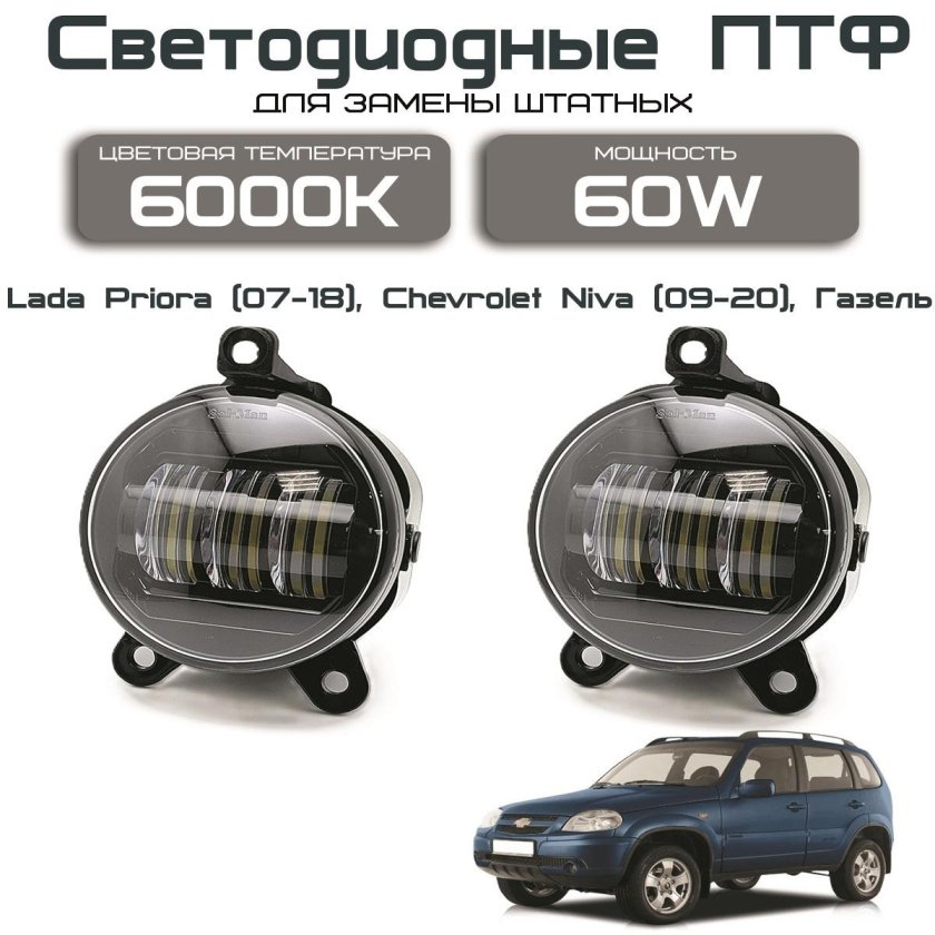Фары противотуманные led lada priora