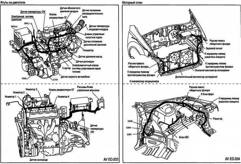Схема моторного отсека Авео т300