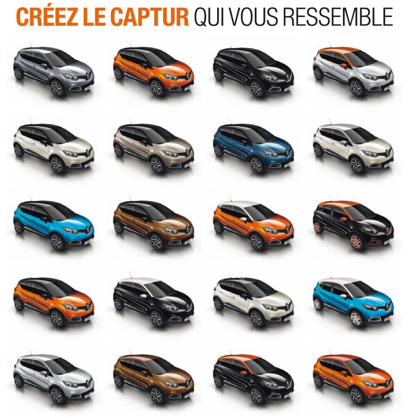 Рено Каптур расцветки кузова