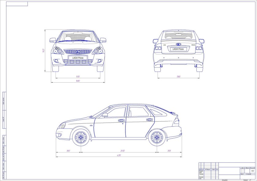 ВАЗ Приора универсал чертеж