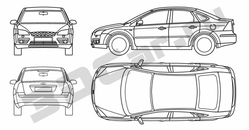 Ford Focus 2 седан чертеж